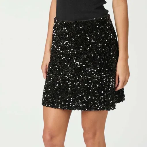 Neo Noir Miva Velvet Sequins Skirt Black