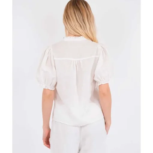 Neo Noir Odesa Linen Blouse Hvid