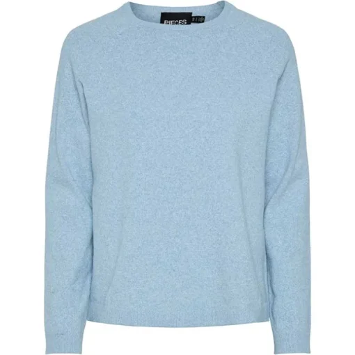 Pieces PCBree LS O-Neck Knit Noos Cashmere Blue Melange
